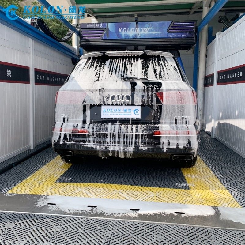 İşgücü tasarrufu Otomatik dokunmasız araba yıkama makinesi KL360-1 15kw Su pompası 12kw Hava kurutma makinesi